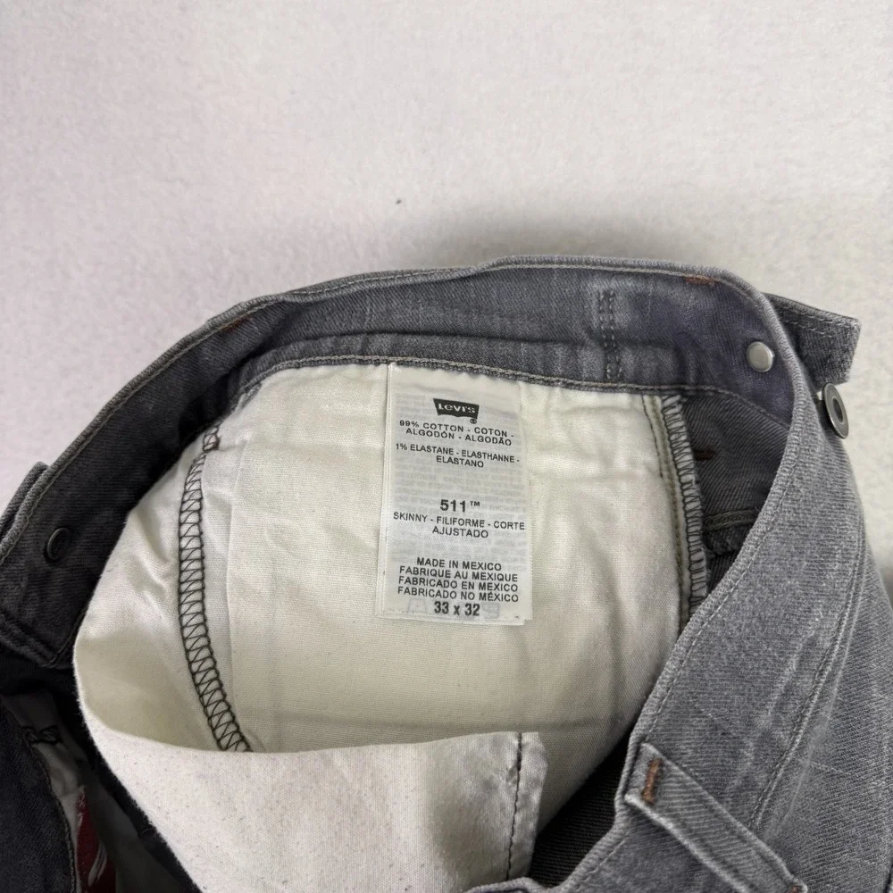 Levi's‎ 511 Slim Jeans Mens 32x31 Gray Stretch Denim Side Cinched Waist